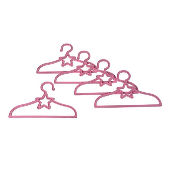 NEW Set 5 Doll Clothes HANGERS 6.5” Pink Star For 18” American Girl Dress Outfit - Picture 2 of 6